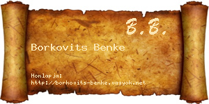 Borkovits Benke névjegykártya